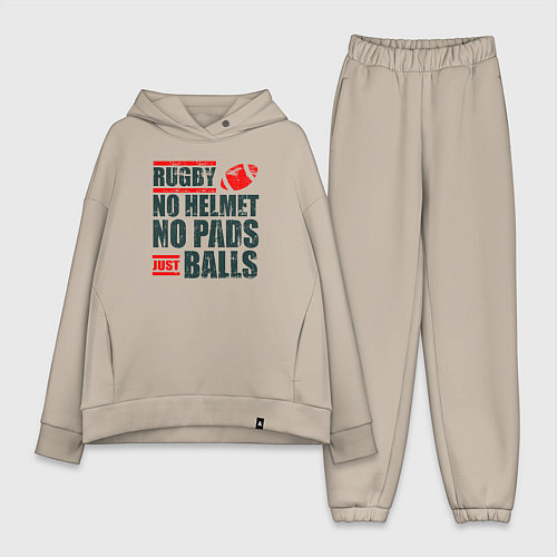 Женский костюм оверсайз Регби без шлема, без щитков, только мяч / Миндальный – фото 1