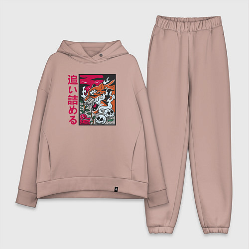 Женский костюм оверсайз Японский тигр / Пыльно-розовый – фото 1