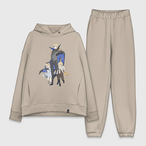 Женский костюм оверсайз Дайнслейф и маленькие путешественники / Миндальный – фото 1