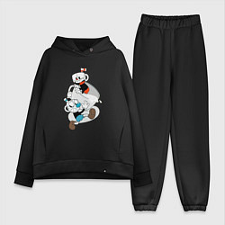 Женский костюм оверсайз Чашки Cuphead, цвет: черный