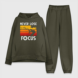 Женский костюм оверсайз Never lose focus, цвет: хаки
