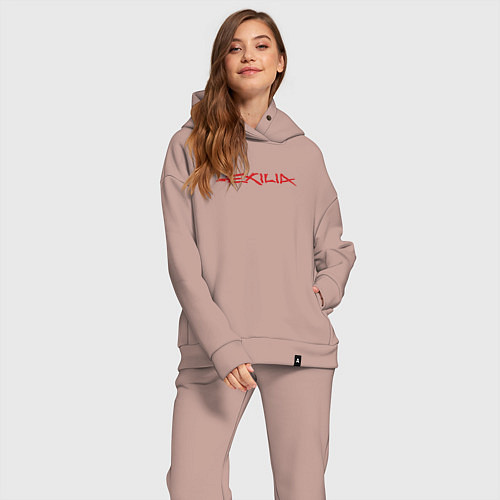 Женский костюм оверсайз EXILIA RED LOGO / Пыльно-розовый – фото 2