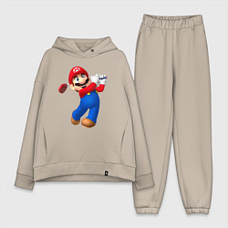 Женский костюм оверсайз Марио - крутейший гольфист Super Mario, цвет: миндальный