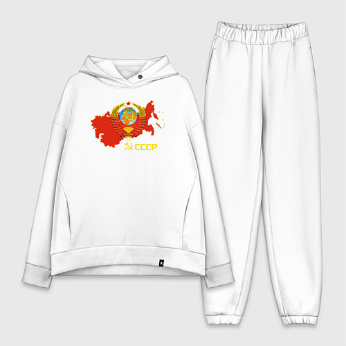 Женский костюм оверсайз Герб Карта СССР / Белый – фото 1