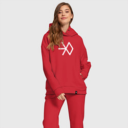 Женский костюм оверсайз Логотип exo, цвет: красный — фото 2