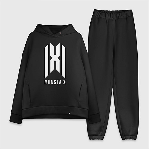 Женский костюм оверсайз Monsta x logo / Черный – фото 1