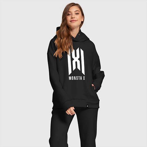 Женский костюм оверсайз Monsta x logo / Черный – фото 2