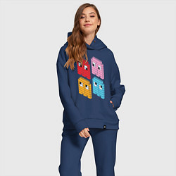 Женский костюм оверсайз Pac-man пиксели, цвет: тёмно-синий — фото 2