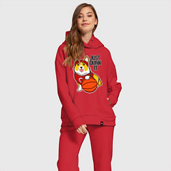 Женский костюм оверсайз JUST DUNK IT корги, цвет: красный — фото 2