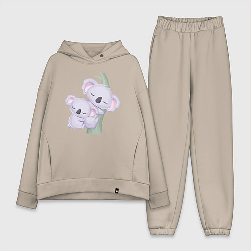 Женский костюм оверсайз Милые Коалы На Дереве / Миндальный – фото 1