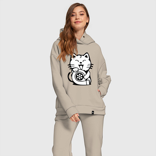 Женский костюм оверсайз JDM Cat & Engine Japan / Миндальный – фото 2