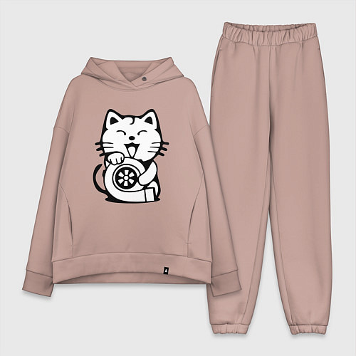 Женский костюм оверсайз JDM Cat & Engine Japan / Пыльно-розовый – фото 1