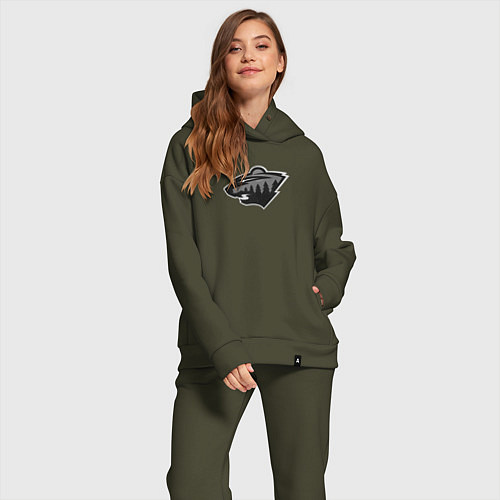Женский костюм оверсайз Minnesota Wild Серый / Хаки – фото 2