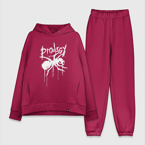 Женский костюм оверсайз Draw white logo - Ant / Маджента – фото 1