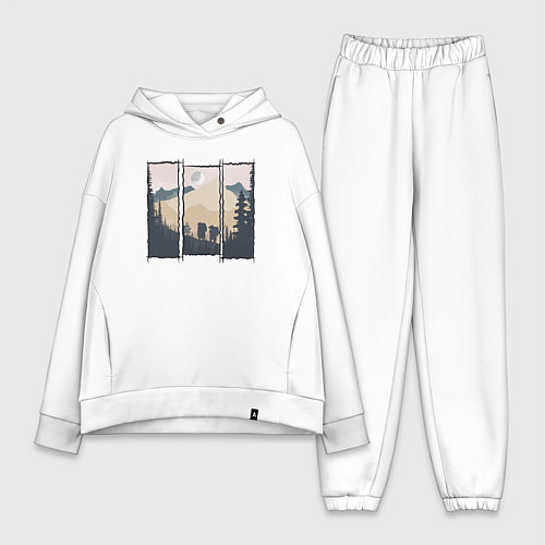 Женский костюм оверсайз Никаких медведей вам тут / Белый – фото 1