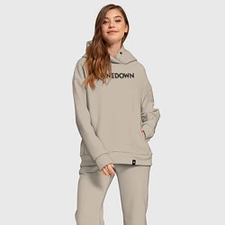 Женский костюм оверсайз Shinedown лого, цвет: миндальный — фото 2