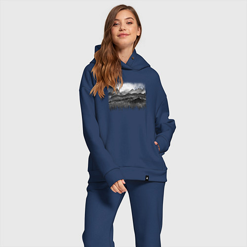 Женский костюм оверсайз Горный пейзаж / Тёмно-синий – фото 2