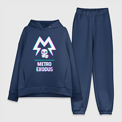 Женский костюм оверсайз Metro Exodus в стиле Glitch Баги Графики, цвет: тёмно-синий