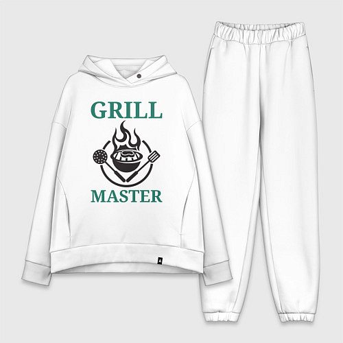 Женский костюм оверсайз Гриль мастер текст Grill master / Белый – фото 1