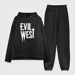 Женский костюм оверсайз Evil west logo, цвет: черный