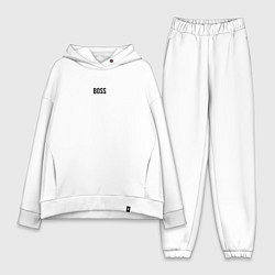 Женский костюм оверсайз Boss Black Text, цвет: белый