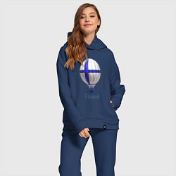 Женский костюм оверсайз 3d aerostat Finland flag, цвет: тёмно-синий — фото 2