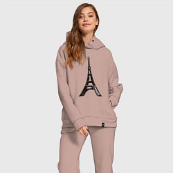Женский костюм оверсайз Эйфелева башня Париж Франция, цвет: пыльно-розовый — фото 2