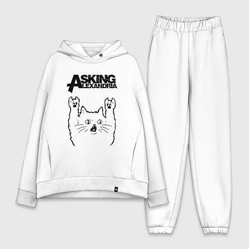 Женский костюм оверсайз Asking Alexandria - rock cat / Белый – фото 1