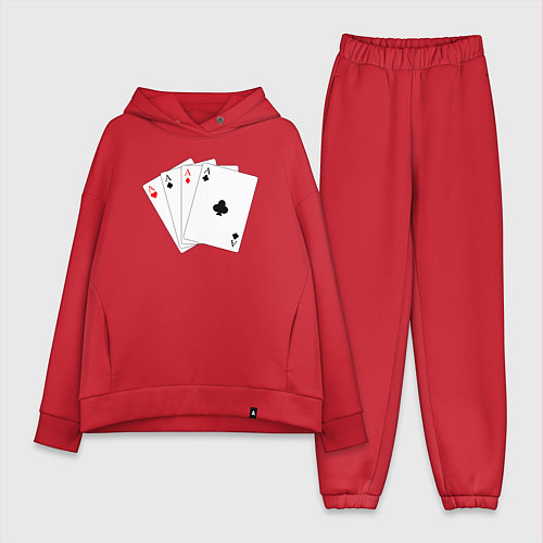 Женский костюм оверсайз Игральные карты - четыре туза / Красный – фото 1
