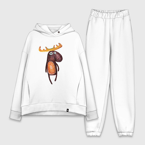 Женский костюм оверсайз Прикольный лосяш / Белый – фото 1