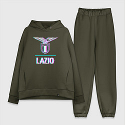 Женский костюм оверсайз Lazio FC в стиле glitch, цвет: хаки