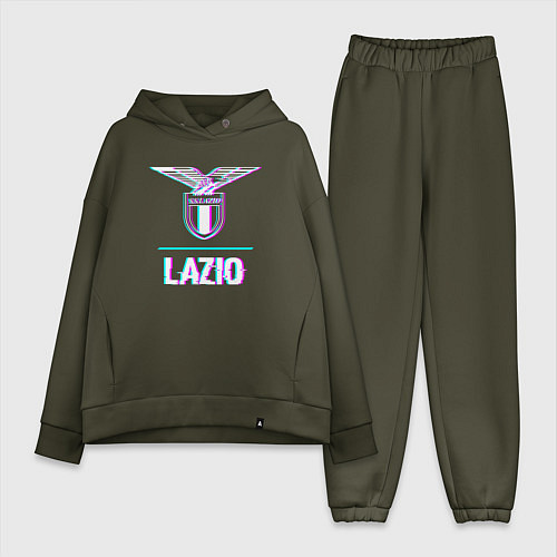 Женский костюм оверсайз Lazio FC в стиле glitch / Хаки – фото 1