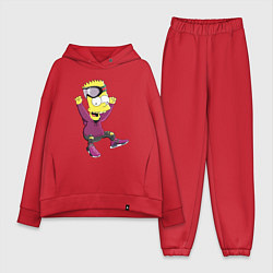 Женский костюм оверсайз Барт Симпсон в прыжке, цвет: красный