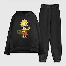 Женский костюм оверсайз Lisa Simpson с гусеницей на даче, цвет: черный
