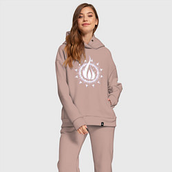 Женский костюм оверсайз In flames - logo neon, цвет: пыльно-розовый — фото 2