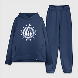 Женский костюм оверсайз In flames - logo neon, цвет: тёмно-синий