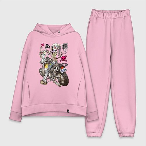Женский костюм оверсайз Anime biker girl / Светло-розовый – фото 1