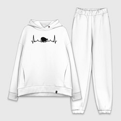 Женский костюм оверсайз Енот в биении сердца, цвет: белый