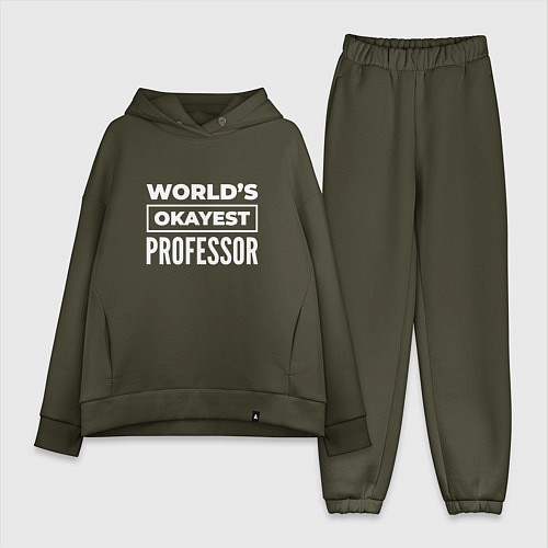 Женский костюм оверсайз Worlds okayest professor / Хаки – фото 1