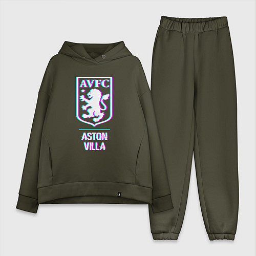 Женский костюм оверсайз Aston Villa FC в стиле glitch / Хаки – фото 1