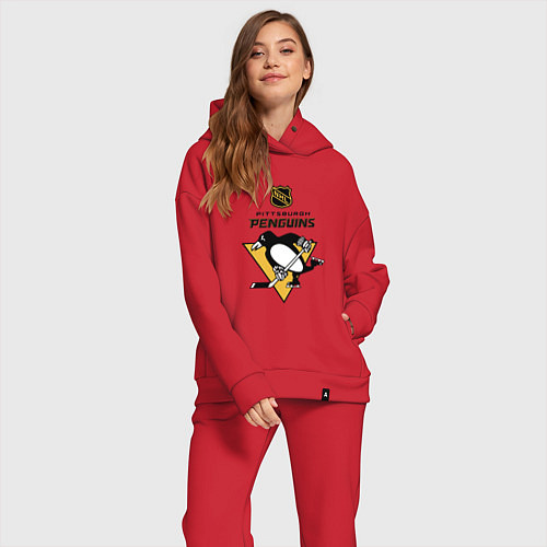 Женский костюм оверсайз Питтсбург Пингвинз НХЛ логотип / Красный – фото 2