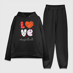 Женский костюм оверсайз LOVE basketball сердечки, цвет: черный