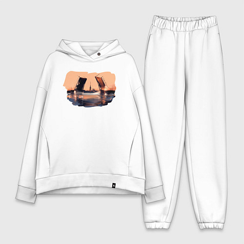 Женский костюм оверсайз Закат в Питере / Белый – фото 1