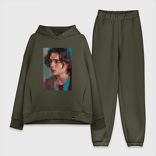 Женский костюм оверсайз Timothee Chalamet fan art / Хаки – фото 1