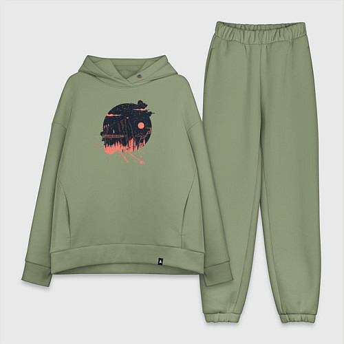 Женский костюм оверсайз Одна Красная Лиса / Авокадо – фото 1