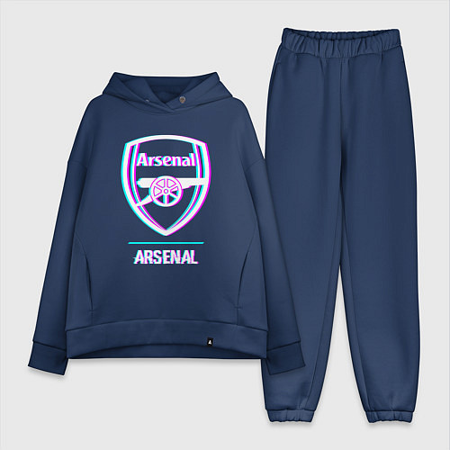Женский костюм оверсайз Arsenal FC в стиле glitch / Тёмно-синий – фото 1