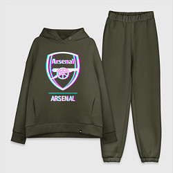 Женский костюм оверсайз Arsenal FC в стиле glitch, цвет: хаки