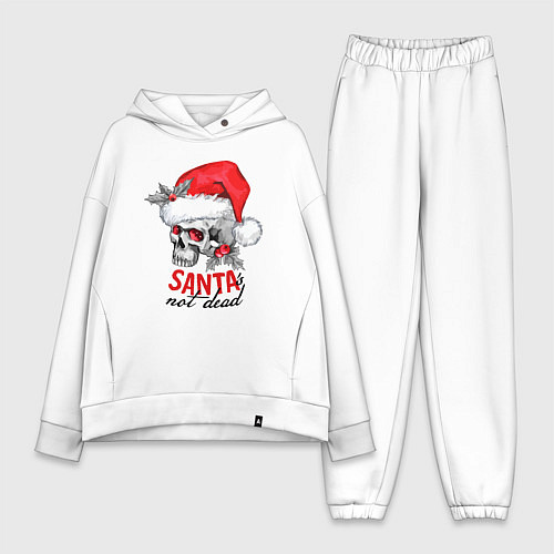 Женский костюм оверсайз Santa is not dead, skull in red hat, holly / Белый – фото 1