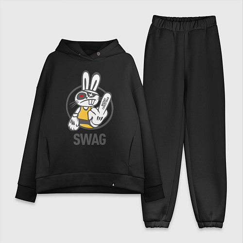 Женский костюм оверсайз SWAG Bad rabbit - Merry Christmas! / Черный – фото 1