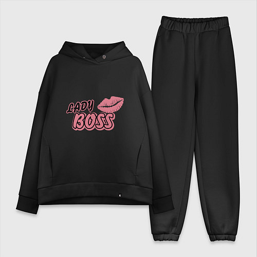 Женский костюм оверсайз Lady boss lips / Черный – фото 1